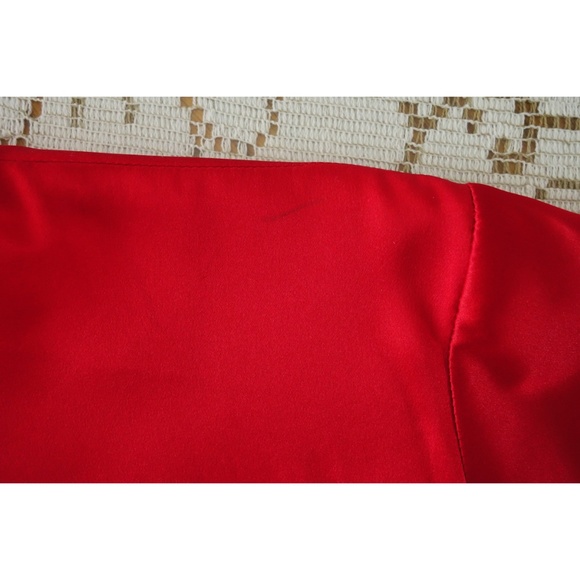 Vintage 80s Red Silk Satin Long Sleeve Top sz 6 - Picture 5 of 5